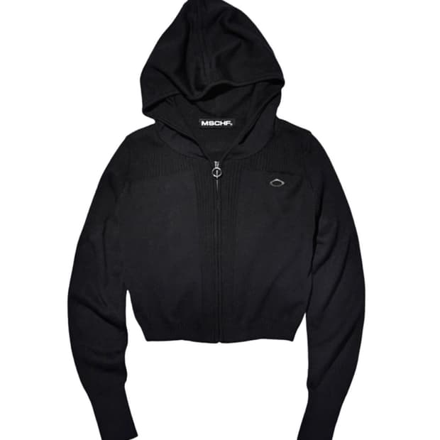 [S] 미스치프 롬버스 니티드 후드집업 블랙