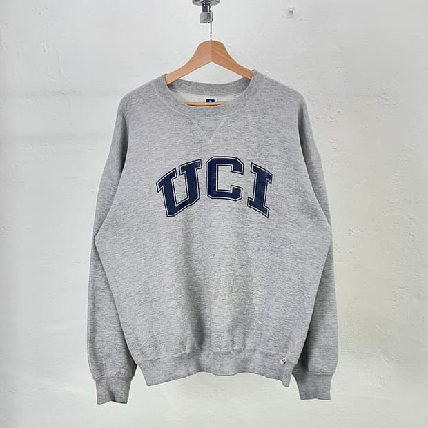 90s 러셀 애슬레틱 라이트 그레이 어바인 컬리지 크루넥 스웨트 셔츠