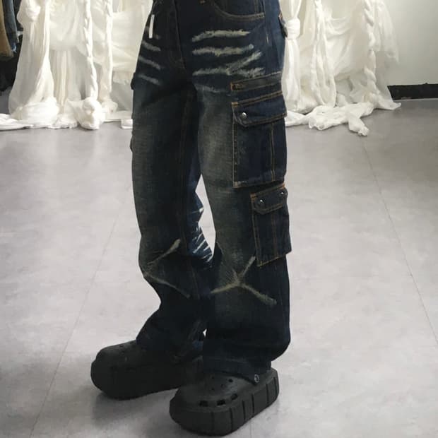 Multi pocket denim pants
