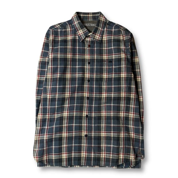 시리즈 네이비 레드 체크 패턴 긴팔 셔츠 105