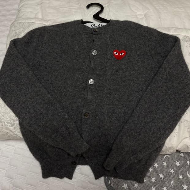 꼼데가르송 플레이 울 가디건 그레이 M