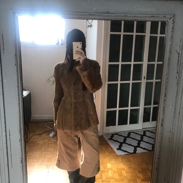 vintage leather fur jacket