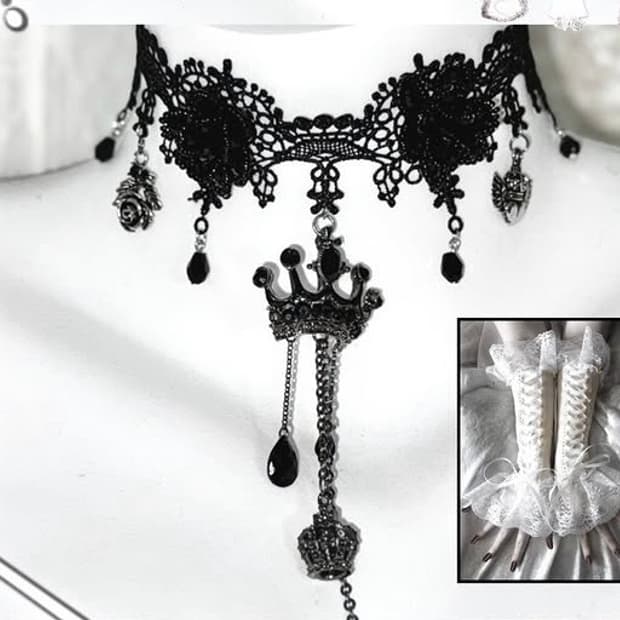 고딕 블랙 레이스 초커 판매