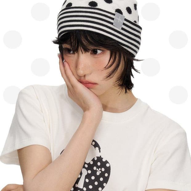 도트 스트라이프 비니