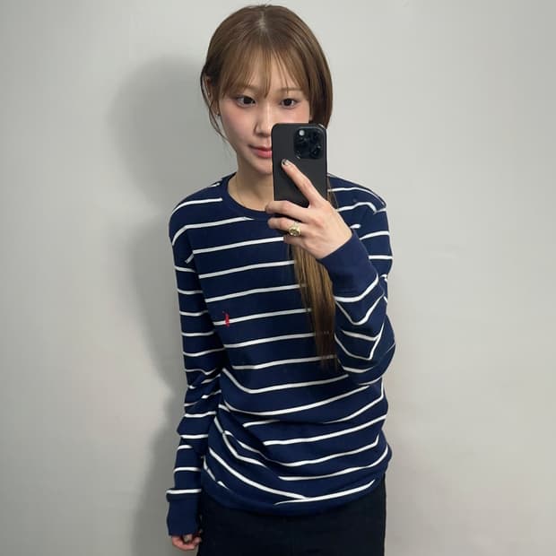 [정품]폴로 랄프 로렌 남성 와플 스트라이프 롱슬리브 네이비