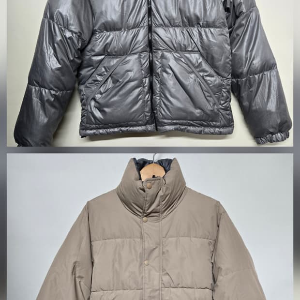 스파오 리버시블 숏패딩 S실버/브라운