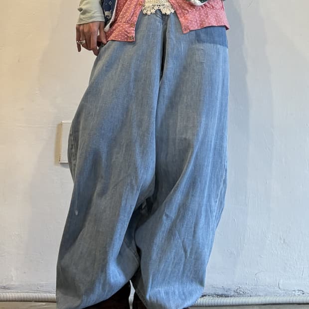 오버핏 스트레이트 연청 데님팬츠