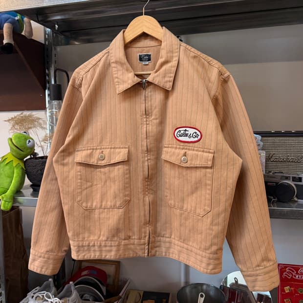 ~L 추천 칼리 라이트 옐로우 브라운 스트라이프 자켓