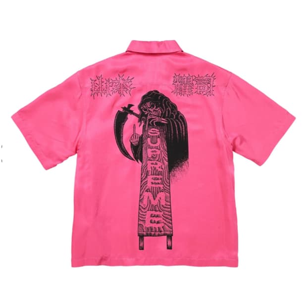 슈프림 x Y's 바이 요지 야마모토 실크 집업 숏슬리브 셔츠 핑크 M