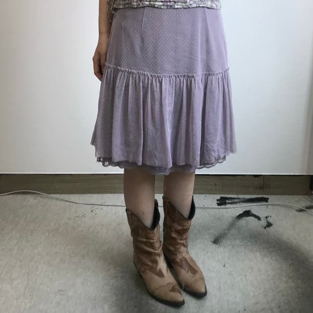빈티지 도트 레이스 양면 스커트