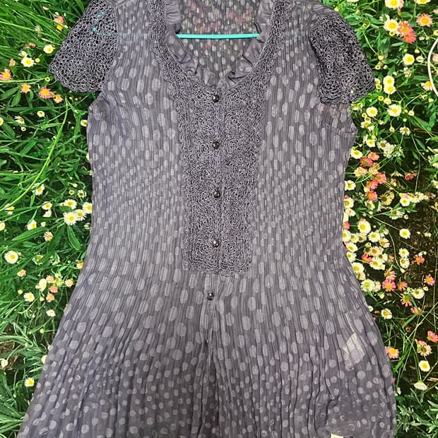 일본빈티지 도트 프릴 원피스 purple