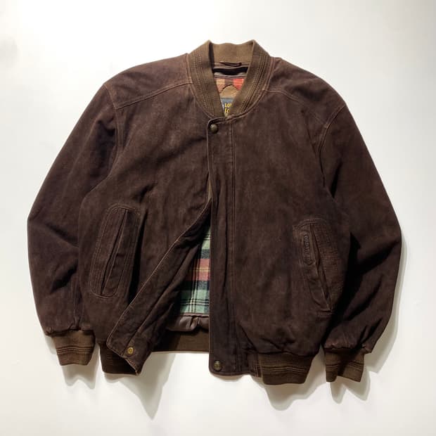 [90] 90s 런던포그 브라운 리얼 스웨이드 블루종 자켓