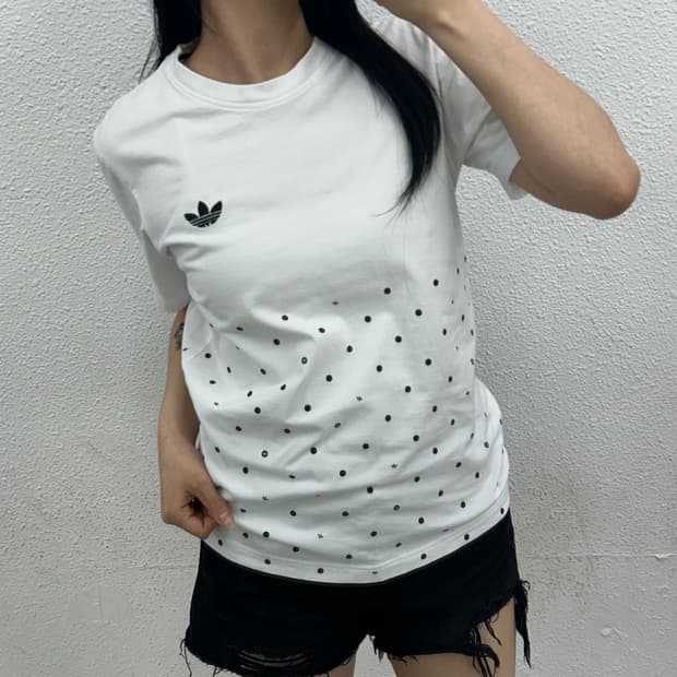 아디다스 도트패턴 화이트 반팔 90