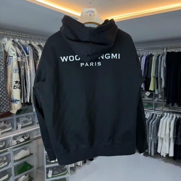 [정품] 우영미 미니 로고 블랙 후드 스웨트셔츠 Size 46