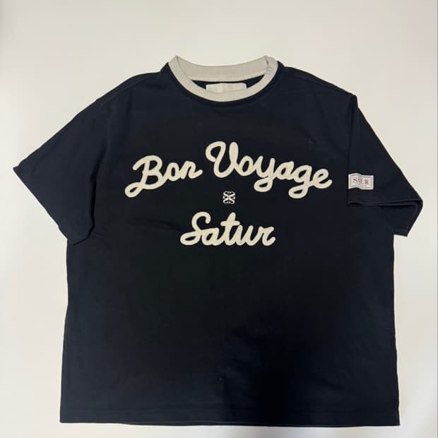 세터 SATUR 로고 자수 보야지 반팔 티셔츠 XL 2XL 블랙