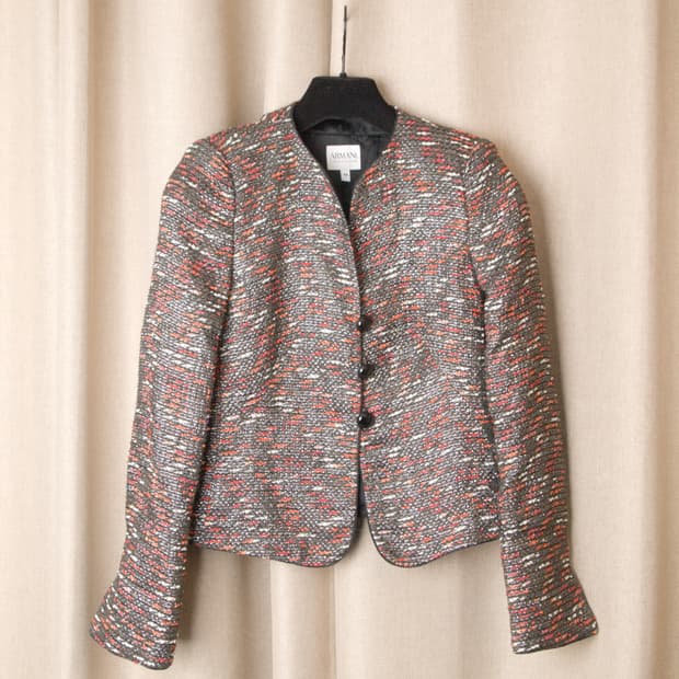 Collarless Tweed Jacket