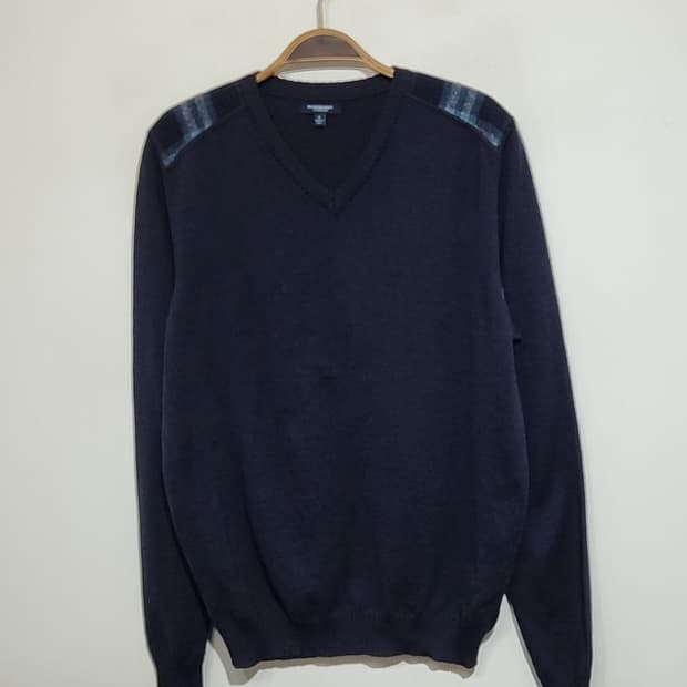 (L) 버버리 니트 네이비 스웨터 메리노울 브이넥 이태리판 