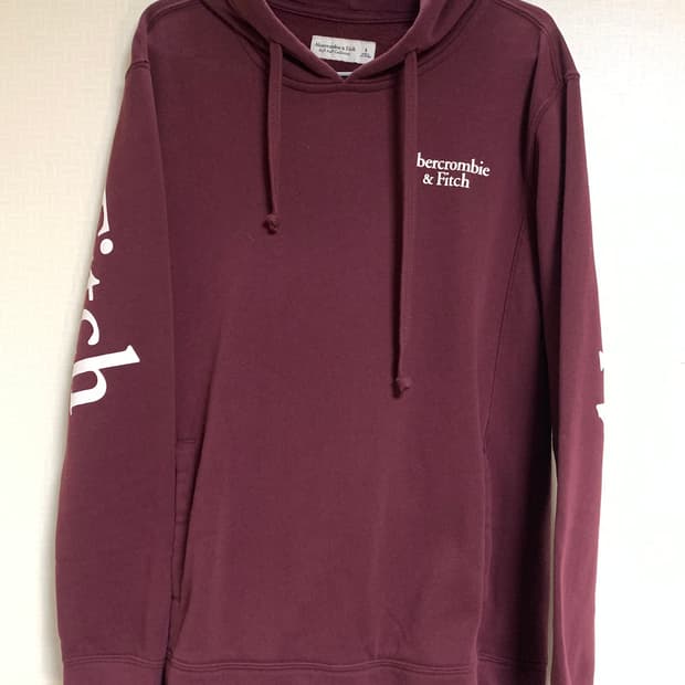 아베크롬비 버건디 로고 후드티