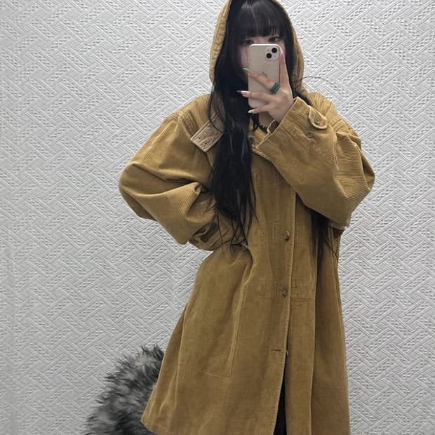 폴로 랄프로렌 모리 코듀로이 골덴 오버핏 롱 후드자켓 L C08978