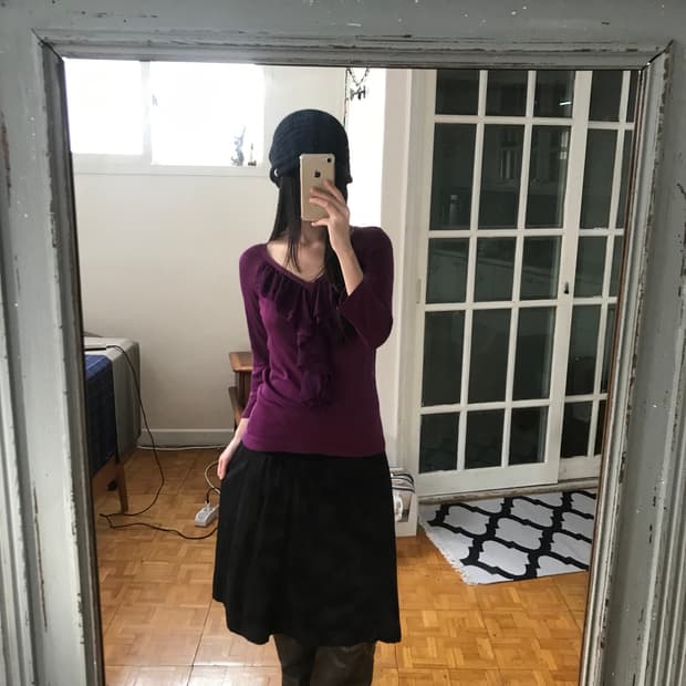 vintage purlpe frill top