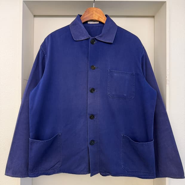 1970s FRIENDSHIP INDIGO BLUE 페이드 프렌치워크자켓
