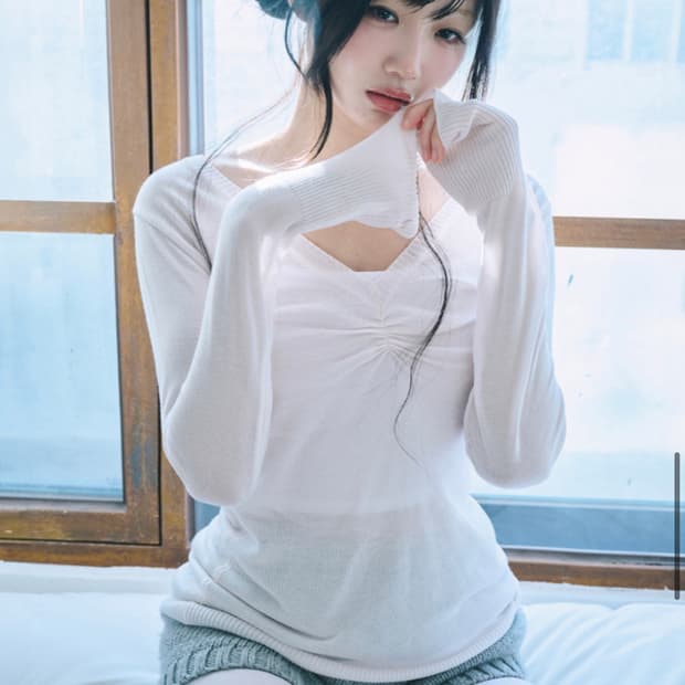 레이즈미야 아이리 셔링 니트 핑크