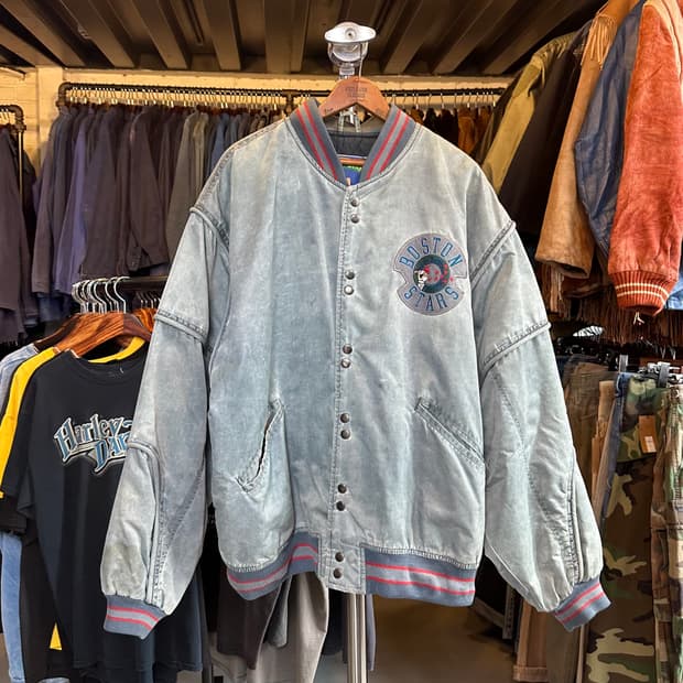 보스턴 스타 자수 나일론 바시티 붐버 자켓