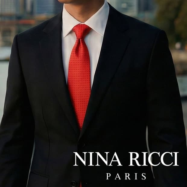 니나리치 실크 레드 헤링본 넥타이 9.2cm A+등급 A19381
