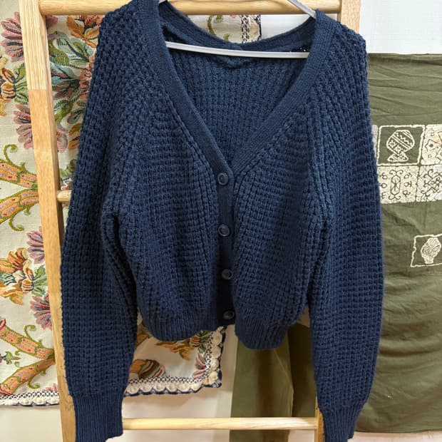 모리 하구미 네이비 니트 가디건 