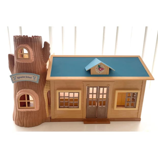 희귀 실바니안 올드 숲속의 학교 통나무 세트