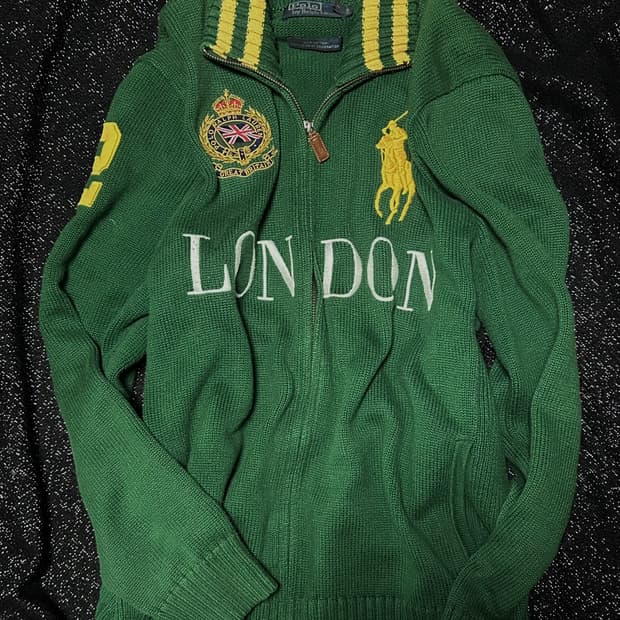 *rare* 폴로 치프키프 딥 그린 런던 빅포니 니트집업 