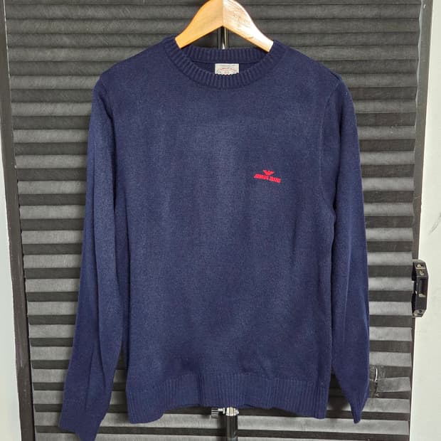 [아르마니 진스] 레드 로고 코튼 라운드 니트 | 00201