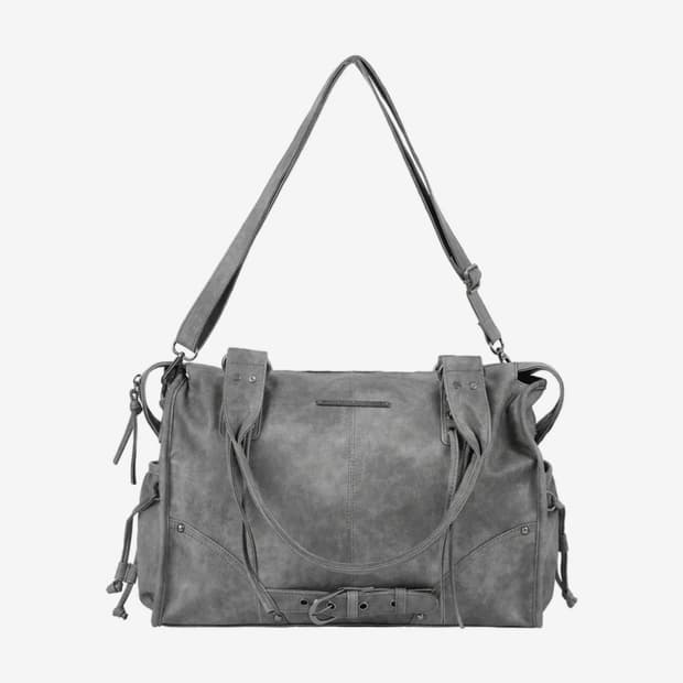 팬시클럽 벨티드 워싱 숄더백 그레이