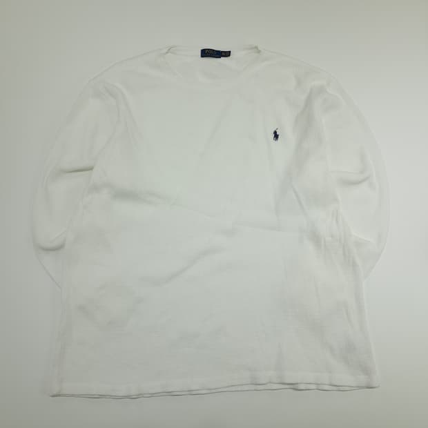 CN738 3XLT 폴로 랄프로렌 화이트 와플 니트 긴팔 티셔츠