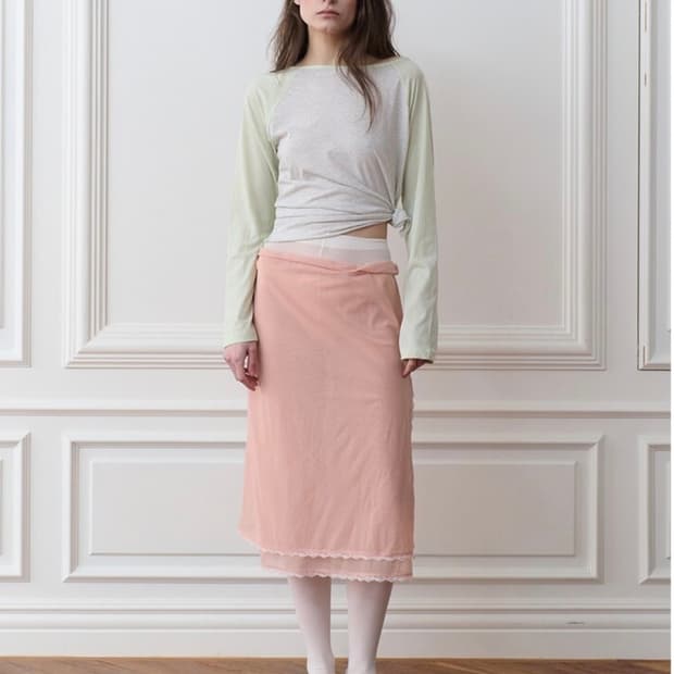 더포르타 레이어드 스커트 코랄핑크 새상품 택포