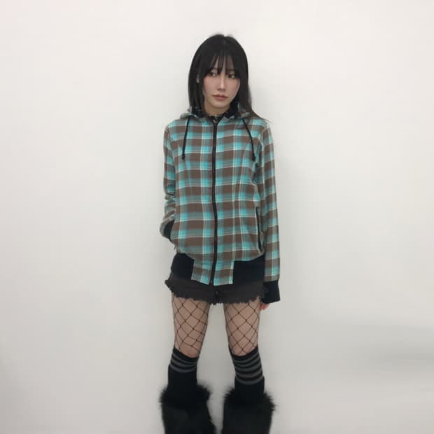 'UnderWrap' Plaid Mint Zip Up Hoodie