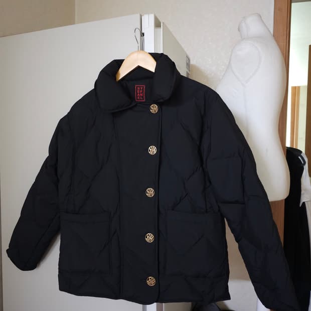 스테파넬 블랙 퀼팅 다운 패딩