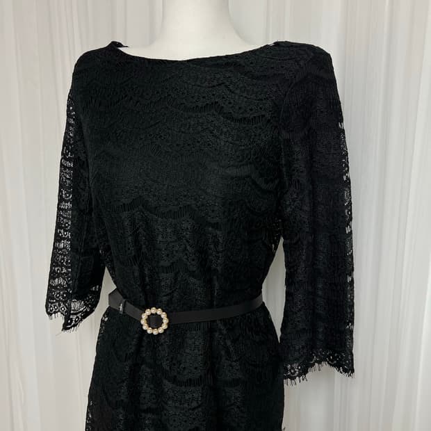 블랙 까사 레이스 레이어드 원피스