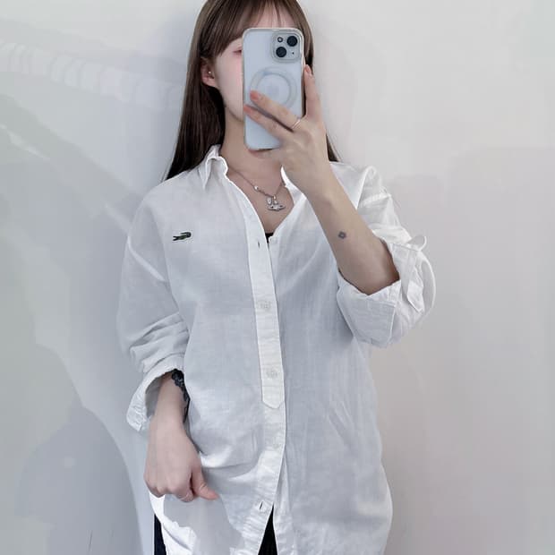 라코스테 화이트 셔츠