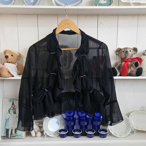 블랙 시스루 프릴 볼레로