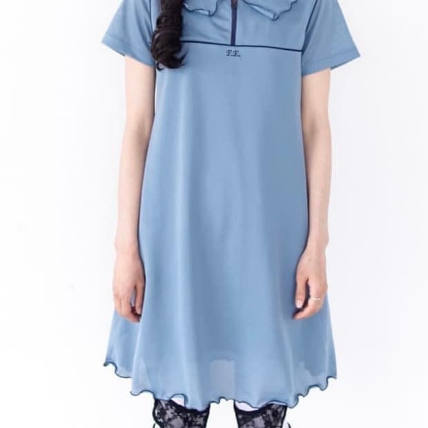 샵페어리 mesh lining babydoll dress (blue)