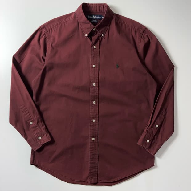 Polo  폴로 랄프로렌 자수 코튼 버건디 셔츠 