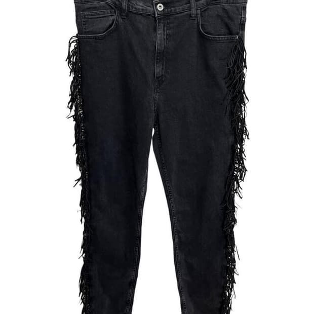 Fringe denim pants