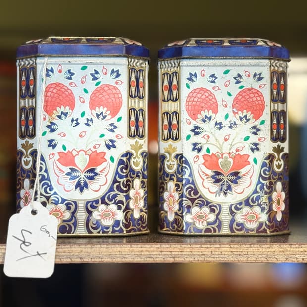 UK 빈티지 민속 문양 틴케이스 일괄 세트 (2p)
