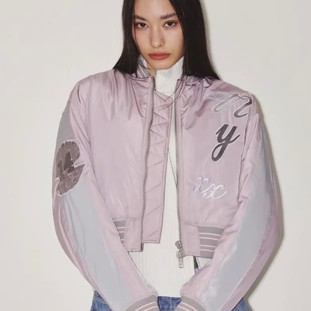 OVIS COLOR BLOCK BOMBER JACKET PINK