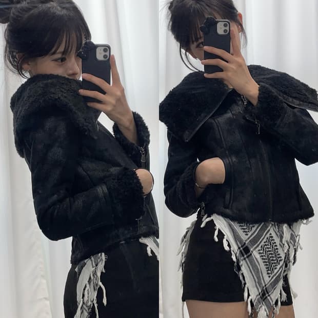 🎸블랙 숏 무스탕 자켓🎸