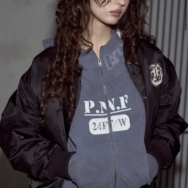 [새상품] 플리즈노팔로우 바시티 자켓