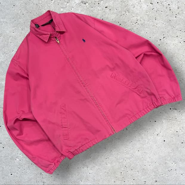 [S] 폴로 랄프로렌 USA 핑크색 면 자켓 블루종 C351