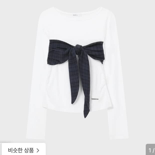 미세키서울 check tie long sleeve WHITE