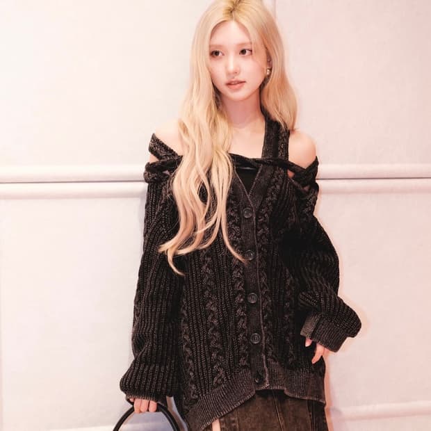 [아이브 가을 착용] 글렌 마틴스 x h&m 케이블 니트 가디건 블랙